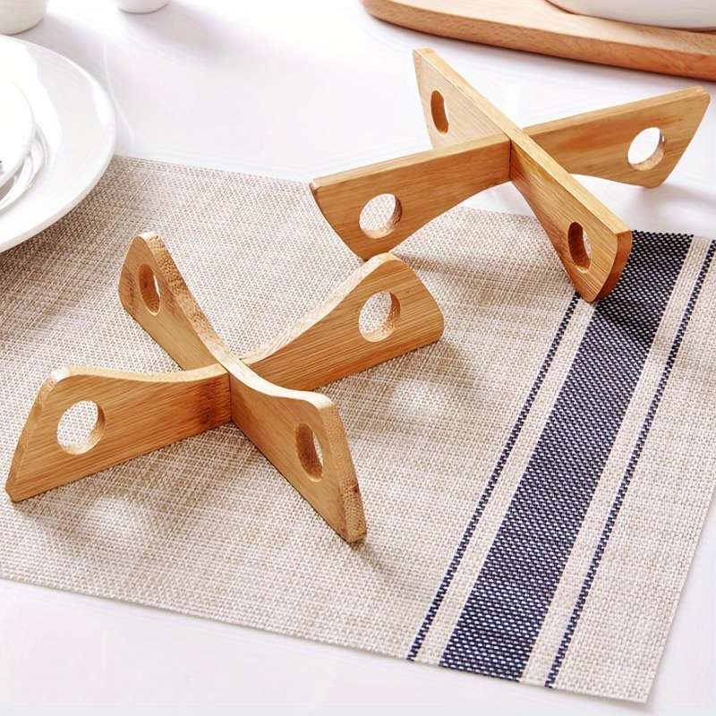 2pcs Wooden Trivets for Hot Dishes Heat Resistant and Decorative Kitchen Table Wood Underline