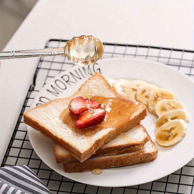 1pc 500ml 16.9oz Heat-Resistant Glass Honey Jar with Stirring Rod Cute Bee Design Transparen