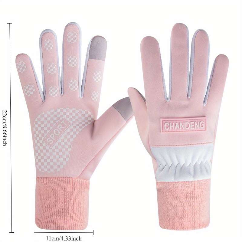 1 Pair Pink One Size Warm Gloves