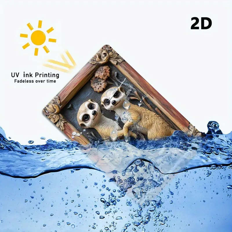 1pc Vintage Aluminum Meerkat Sign Art Nouveau Animal Theme Garden Decoration 8X12 Inch 20X30Cm Suita