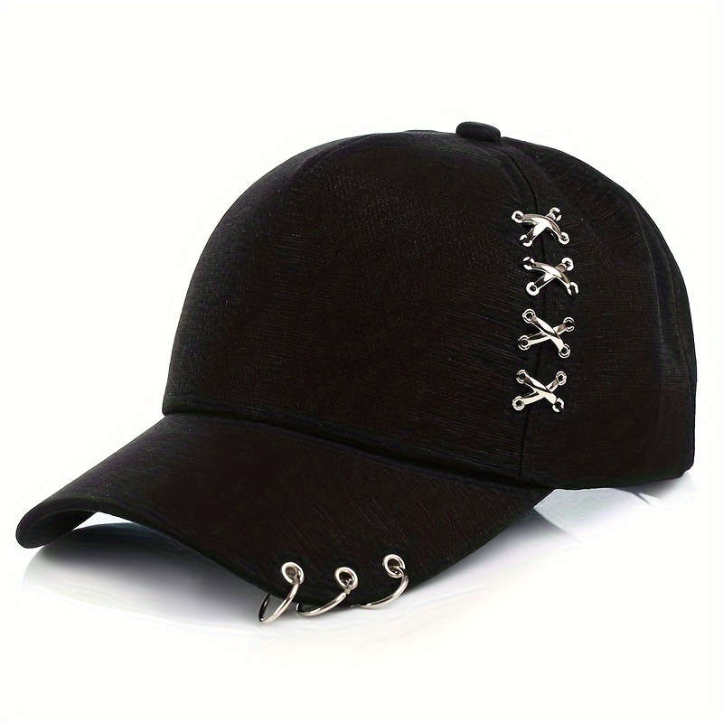 1pc Korean version of four seasons metal cross iron ring duckbill baseball cap men and women fashio