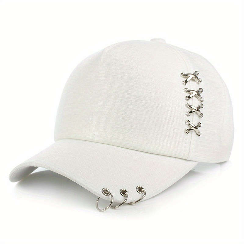 1pc Korean version of four seasons metal cross iron ring duckbill baseball cap men and women fashio