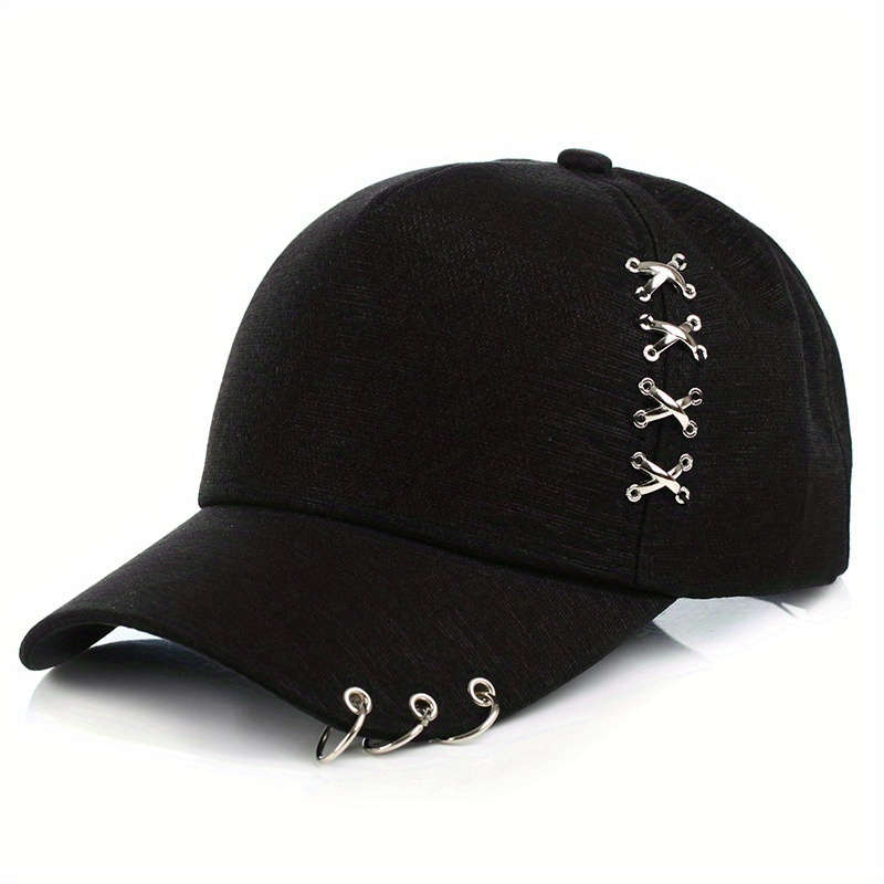 1pc Korean version of four seasons metal cross iron ring duckbill baseball cap men and women fashio
