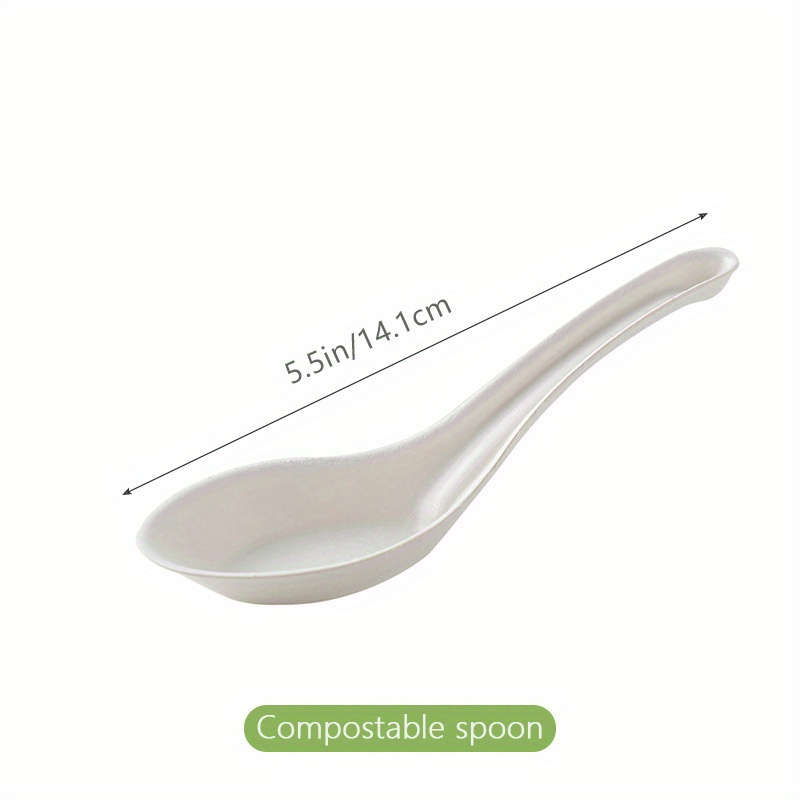 30pcs Sustainable Sugarcane Pulp Soup Spoons Food Grade Compostable Tableware for Birthday D