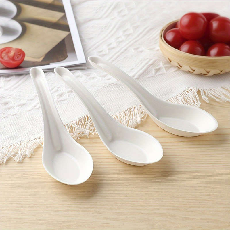 30pcs Sustainable Sugarcane Pulp Soup Spoons Food Grade Compostable Tableware for Birthday D