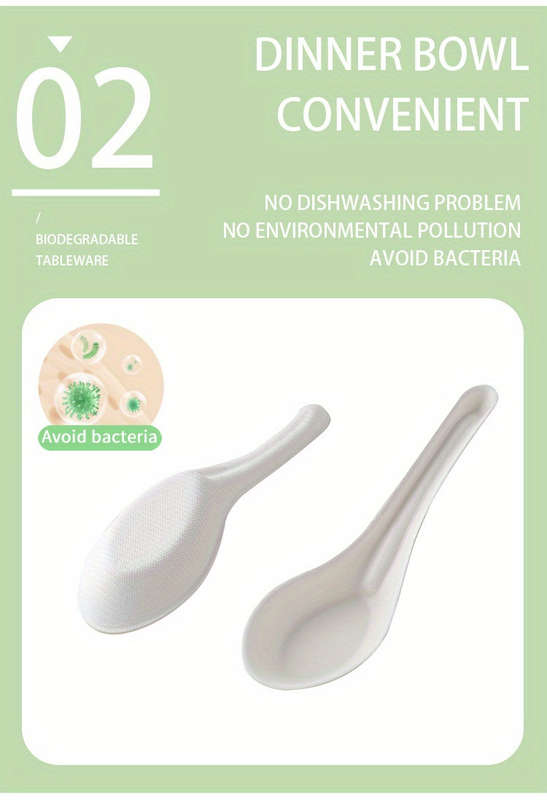 30pcs Sustainable Sugarcane Pulp Soup Spoons Food Grade Compostable Tableware for Birthday D