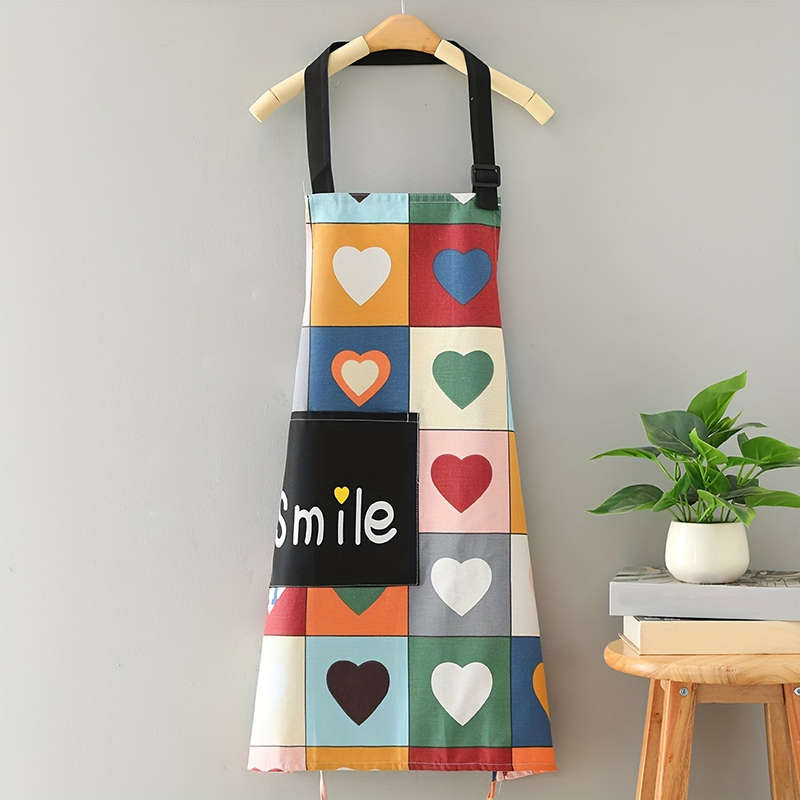 1pc Colorful Love Letter Polyester Apron High Quality Kitchen Apron with Creative Design fo