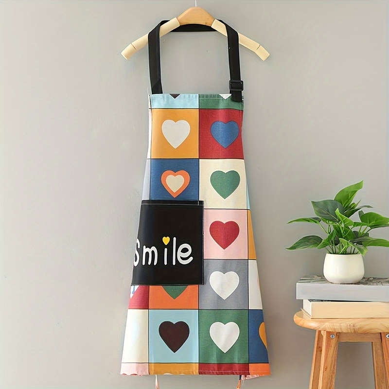 1pc Colorful Love Letter Polyester Apron High Quality Kitchen Apron with Creative Design fo