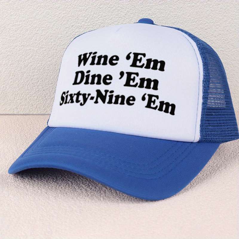 1pc VERG Breathable Mesh Baseball Cap with Letter Print Adjustable Hand-Washable Polyester Truck
