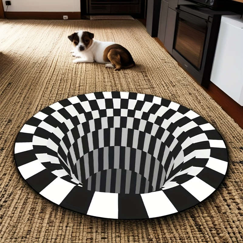 1Pc Black And White Floor Mat
