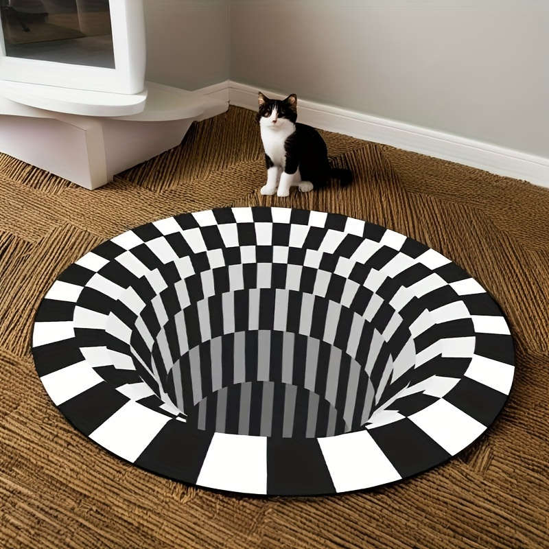 1Pc Black And White Floor Mat