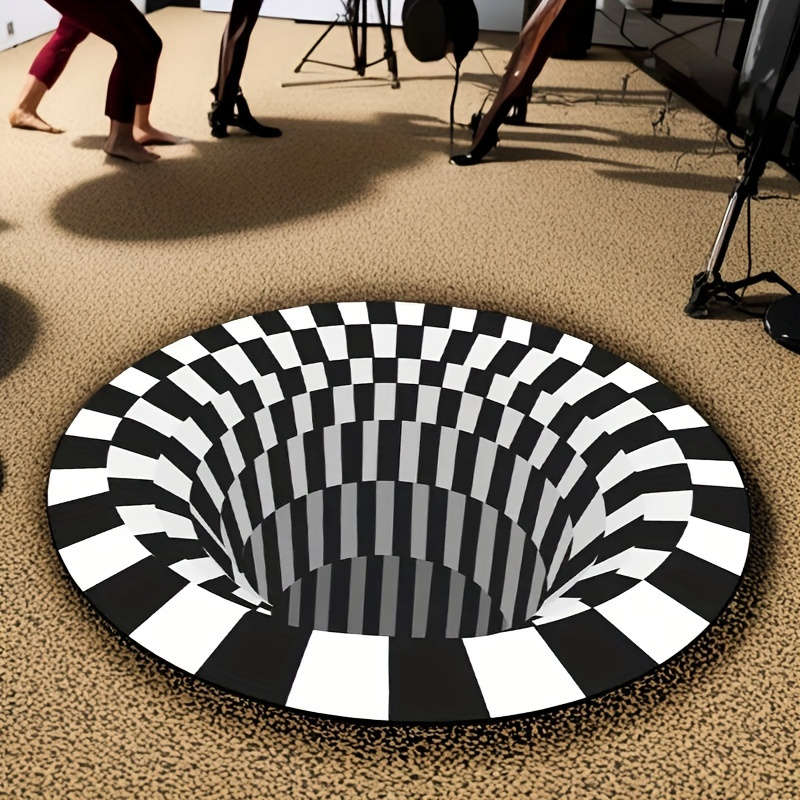 1Pc Black And White Floor Mat