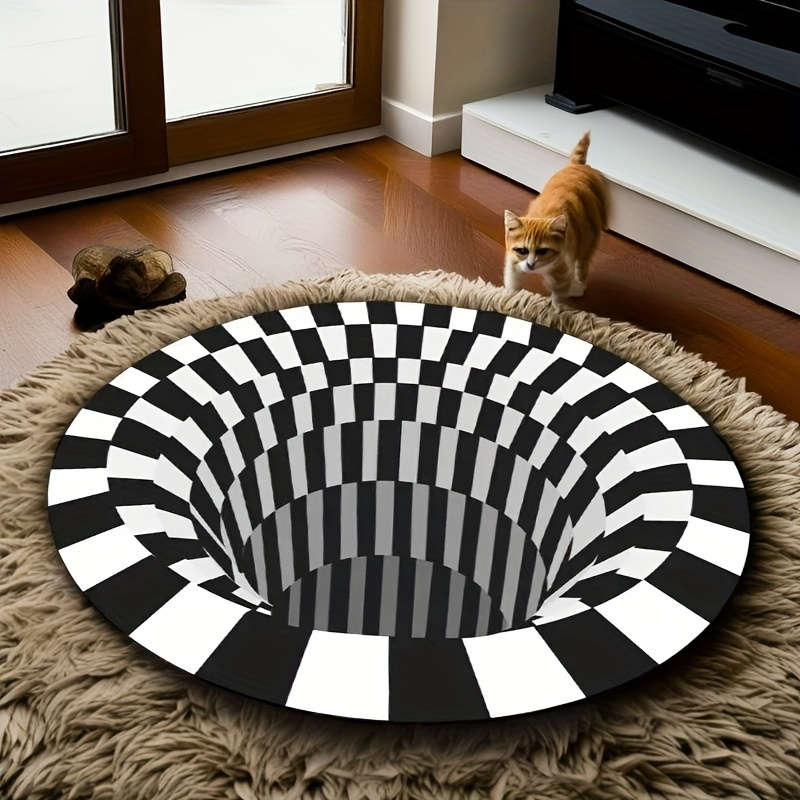 1Pc Black And White Floor Mat