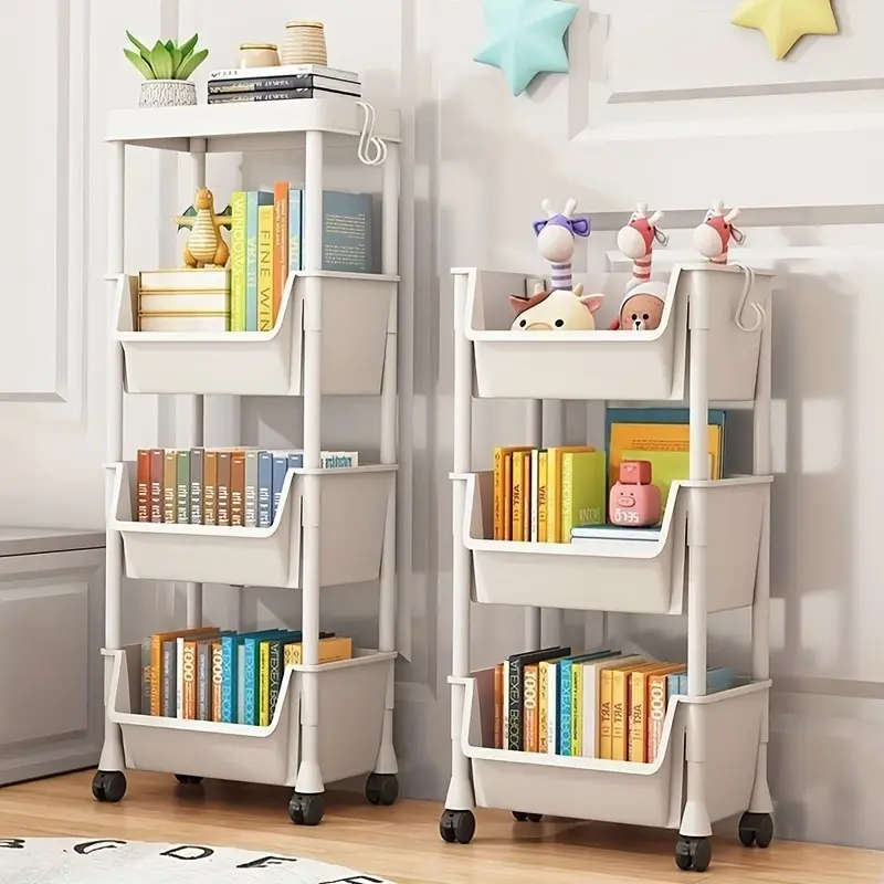 1pc Versatile White Rolling Storage Cart with Wheels Perfect for Living Room Bedroom Dorm Organizati