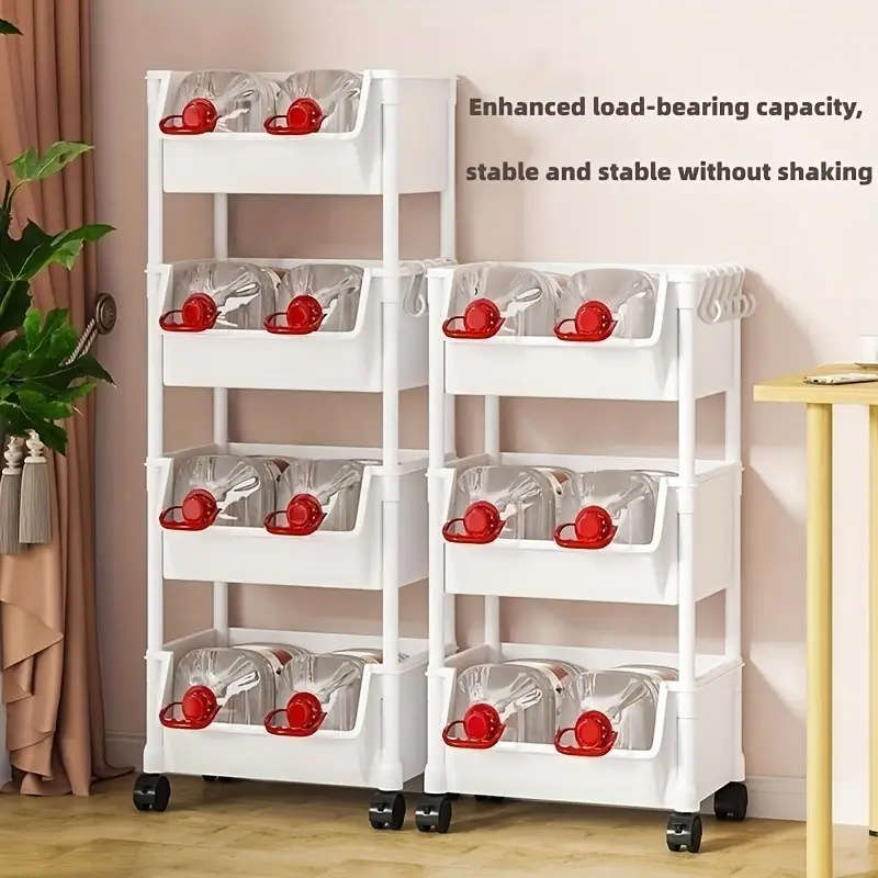 1pc Versatile White Rolling Storage Cart with Wheels Perfect for Living Room Bedroom Dorm Organizati