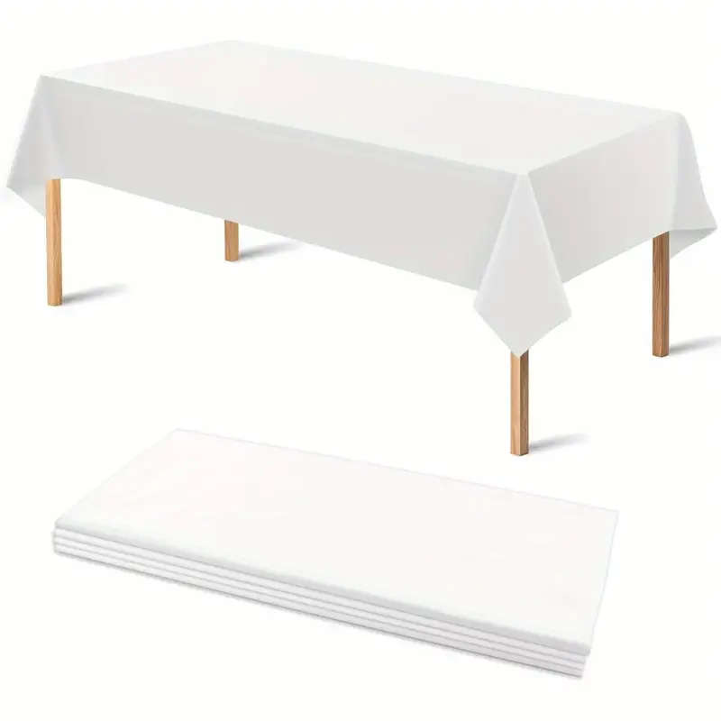 White Rectangular Pe Disposable Tablecloth