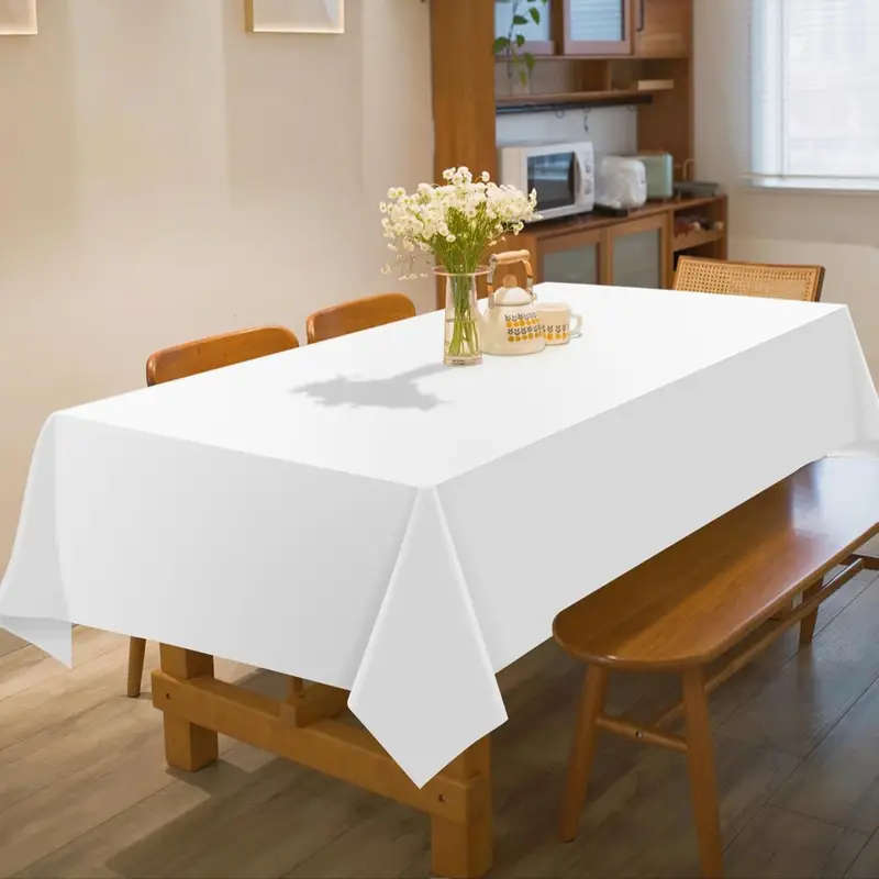 White Rectangular Pe Disposable Tablecloth