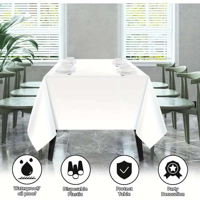 White Rectangular Pe Disposable Tablecloth