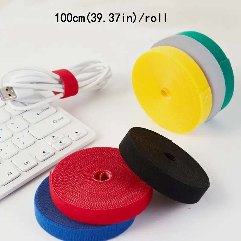1pc Adjustable and Reusable Nylon Cable Ties 1 Roll Self-Adhesive Wire Organizer