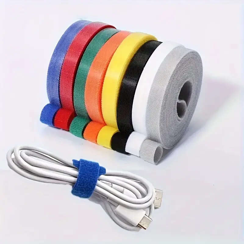 1pc Adjustable and Reusable Nylon Cable Ties 1 Roll Self-Adhesive Wire Organizer