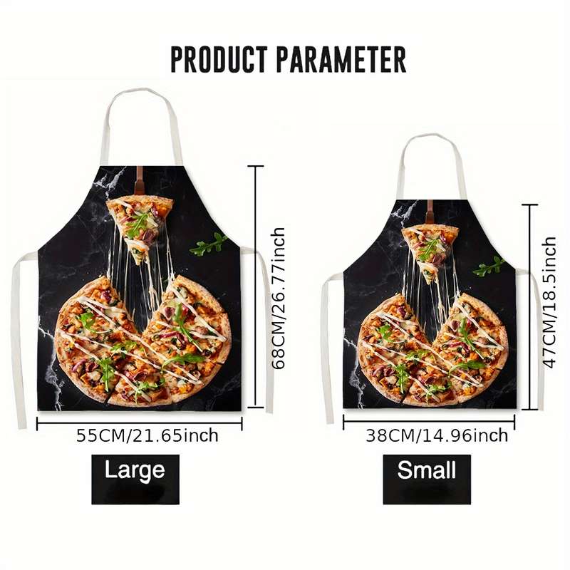 1pc of Brushed Pizza Kitchen Apron Made of Polyester Fabric Hand-Painted for Cooking Bakin