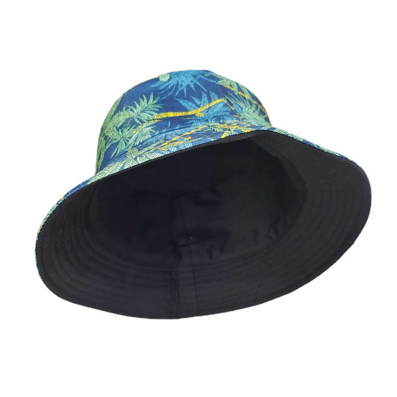 1pc New Korean version of leaf fisherman hat with coconut tree double-sided bucket hat for men and