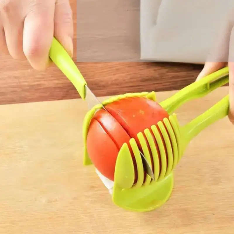 1pc Multi-Function Plastic Fruit and Veggie Slicer Kitchen Tongs and Divider for Tomatoes Strawberri