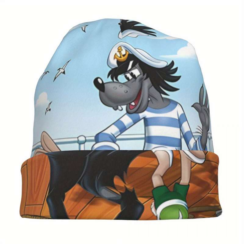 1pc Biihudu Cartoon Pirate Bunny Knit Beanie Hat 95% Polyester 5% Spandex Fashionable Unisex Sk