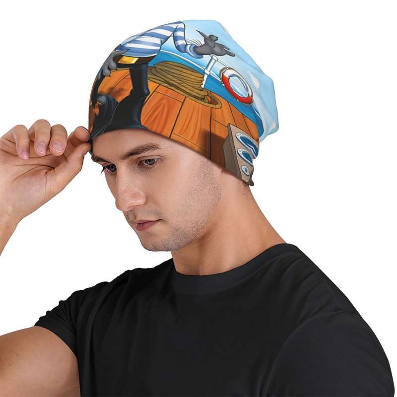 1pc Biihudu Cartoon Pirate Bunny Knit Beanie Hat 95% Polyester 5% Spandex Fashionable Unisex Sk
