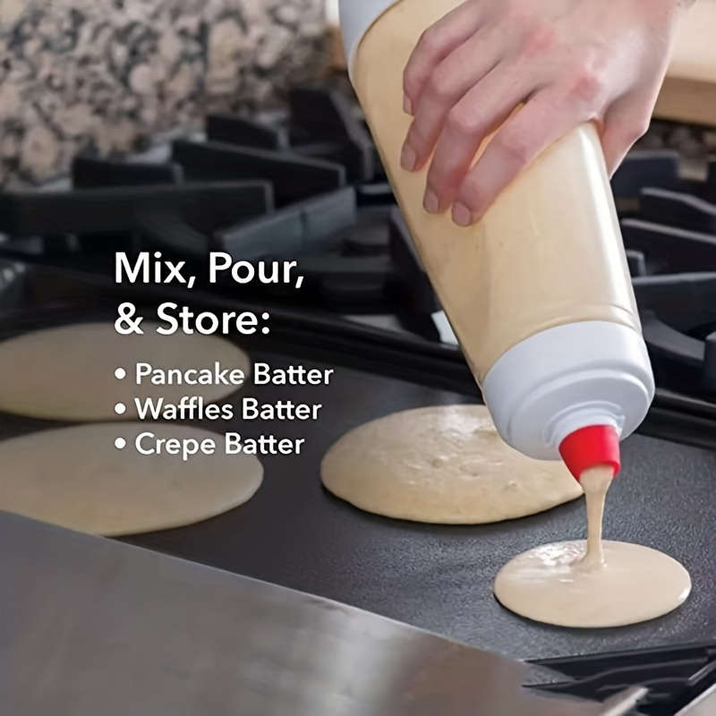 1pc Multifunctional Pancake Batter Dispenser with Mixing Ball and Steel Wire Stirrer Durable P