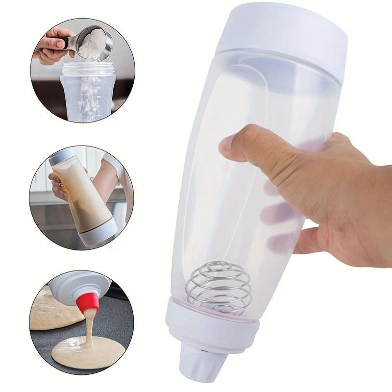 1pc Multifunctional Pancake Batter Dispenser with Mixing Ball and Steel Wire Stirrer Durable P