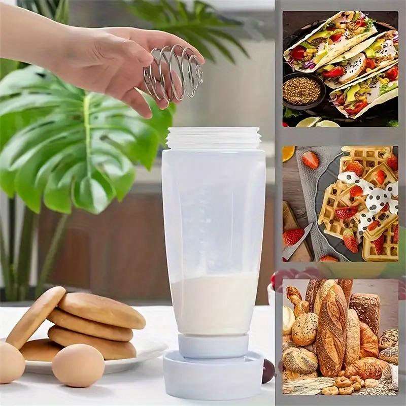 1pc Multifunctional Pancake Batter Dispenser with Mixing Ball and Steel Wire Stirrer Durable P