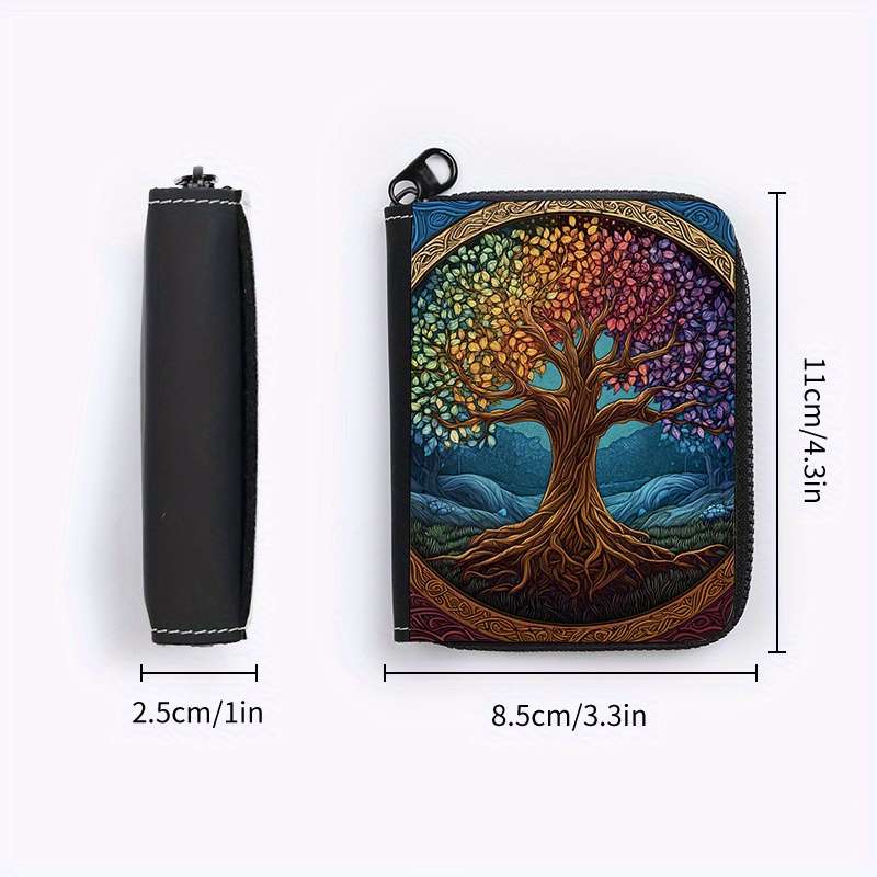 1pc Creative Multicolored Big Tree Single-Sided Full Print Accordion Style with 9+2 Card Slots
