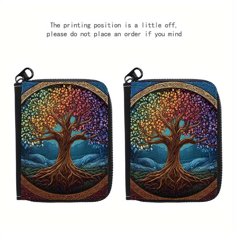 1pc Creative Multicolored Big Tree Single-Sided Full Print Accordion Style with 9+2 Card Slots
