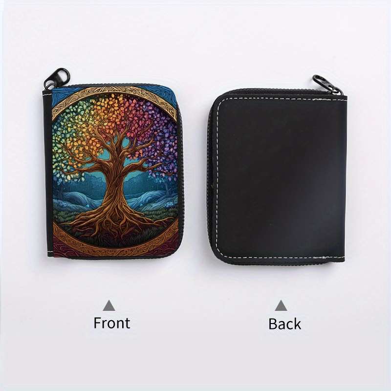 1pc Creative Multicolored Big Tree Single-Sided Full Print Accordion Style with 9+2 Card Slots