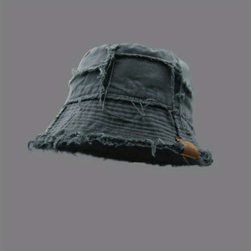 1pc Distressed Denim Bucket Hat Lightweight Sun-Protective Stylish Fisherman Cap for All Seaso