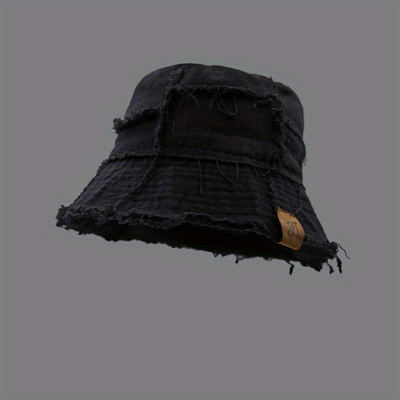 1pc Distressed Denim Bucket Hat Lightweight Sun-Protective Stylish Fisherman Cap for All Seaso
