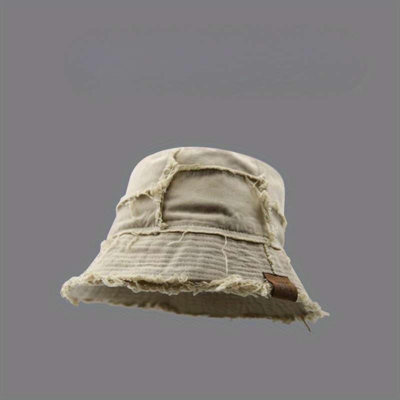 1pc Distressed Denim Bucket Hat Lightweight Sun-Protective Stylish Fisherman Cap for All Seaso