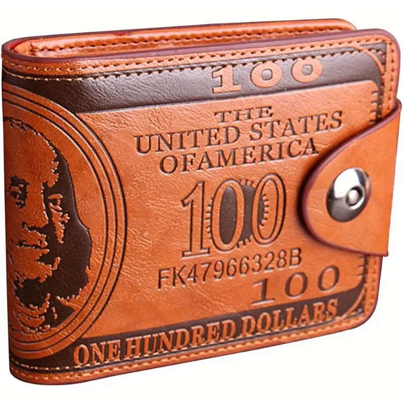 1pc Men's Dollar Bill Wallet Billfold Credit Card Photo Holder Color sent randomly