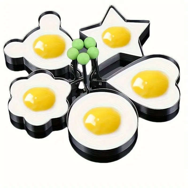 5pcs Edelstahl Eierform Set Verdickte Antihaft-Form For Spiegeleier Pocheeier Mit Herz- Und Reiskuge