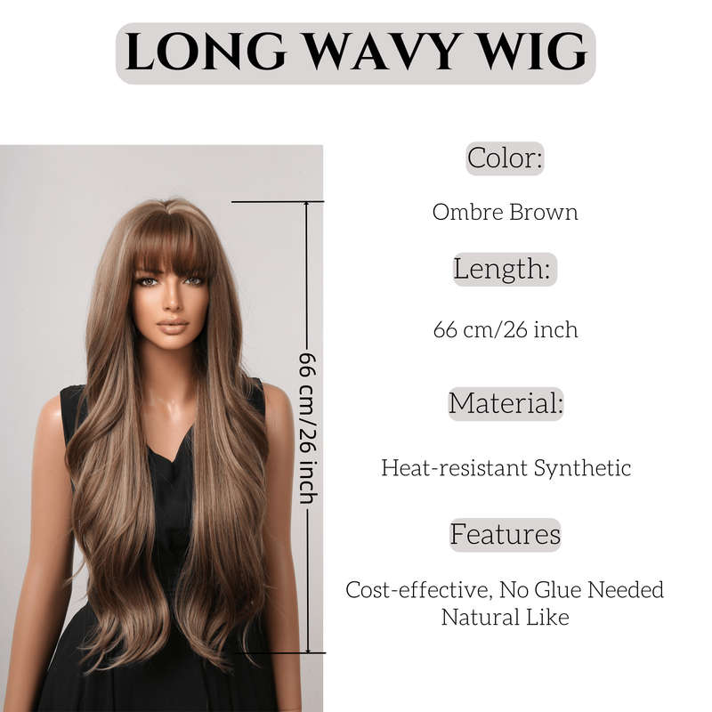 1Pc Ombre Brown 66.04cm Fashion Design Wig