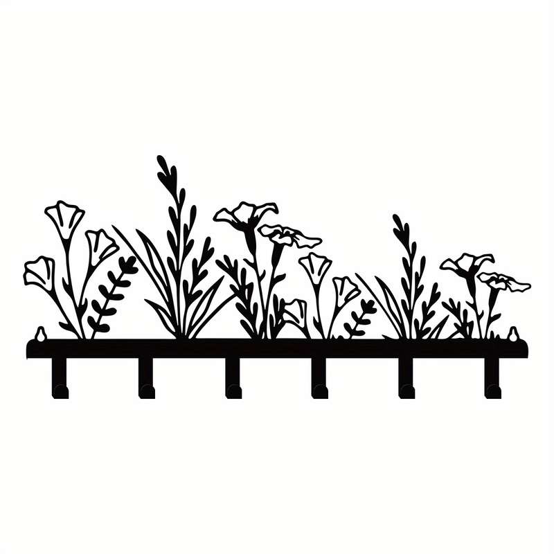 1pc Wall-Mounted Metal Coat Rack with Floral DesignDecorative Entryway Hook Rack for Coats Keys