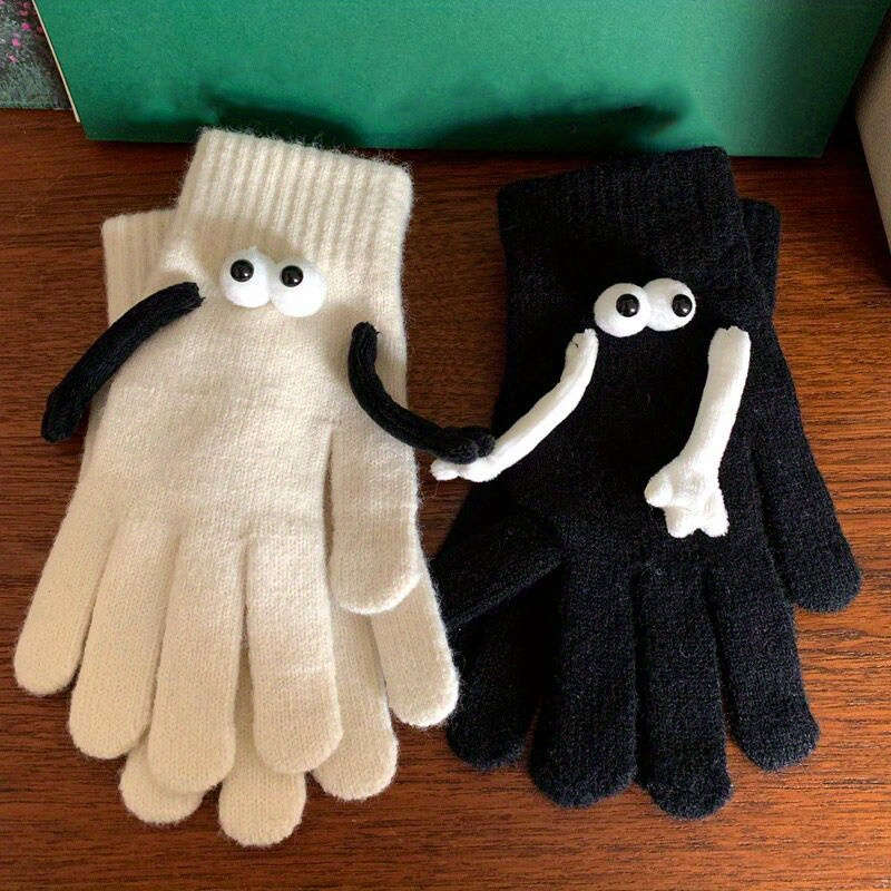 1 Pair Black Warm Gloves