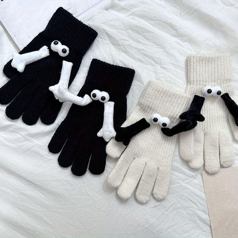 1 Pair Black Warm Gloves