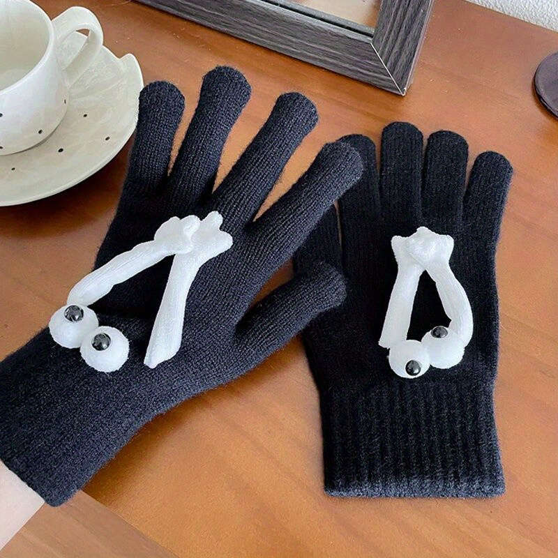 1 Pair Black Warm Gloves