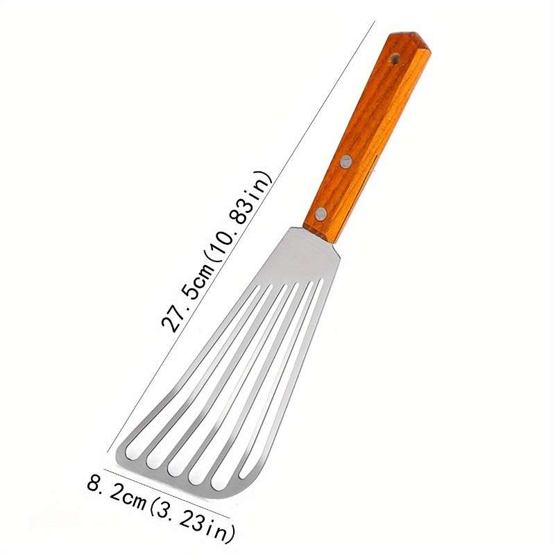 1pc Stainless Steel Frying Shovel with Non-Slip Handle and Leak-Proof Edge Ideal for Eggs Steak