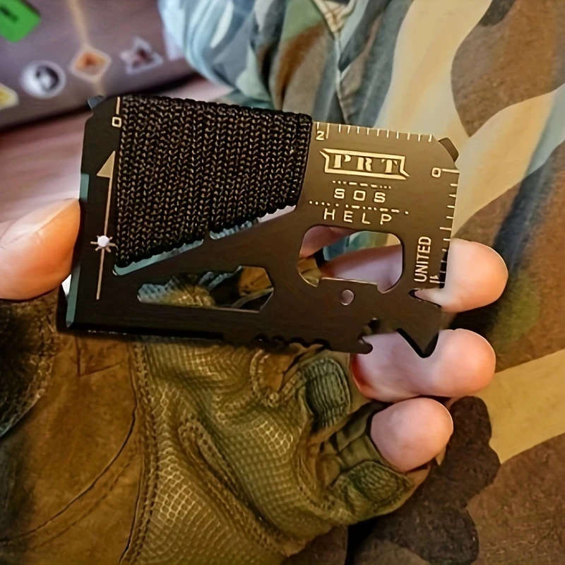1pc 14 in 1 Credit Card Size Survival Tool Tactical Multitool with Bottle Opener Ideal Gift for Men