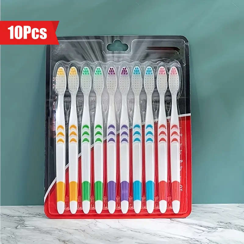 10pcs Ultra Gentle Bamboo Charcoal Nano Toothbrushes for Adults Double Soft Bristles Multi-Color Gri