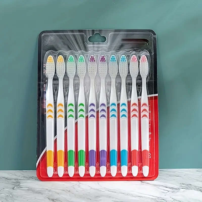 10pcs Ultra Gentle Bamboo Charcoal Nano Toothbrushes for Adults Double Soft Bristles Multi-Color Gri