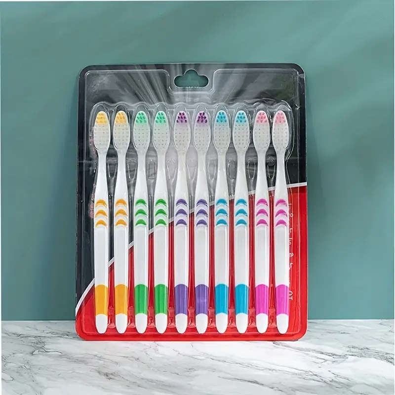10pcs Ultra Gentle Bamboo Charcoal Nano Toothbrushes for Adults Double Soft Bristles Multi-Color Gri